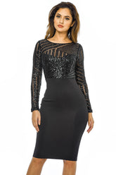 Black 2 in 1 Sequin Midi Bodycon Dress