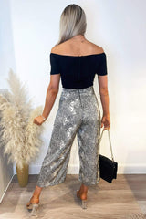 Black and Stone Printed 2 in 1 Jumpsuit
