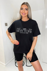 Black 1989 New York Slogan T-Shirt