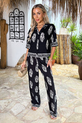 Black Border Print Short Sleeve Boxy Shirt