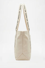 Beige AX Paris Logo Canvas Tote Bag