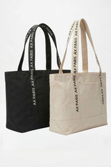 Black AX Paris Logo Canvas Tote Bag