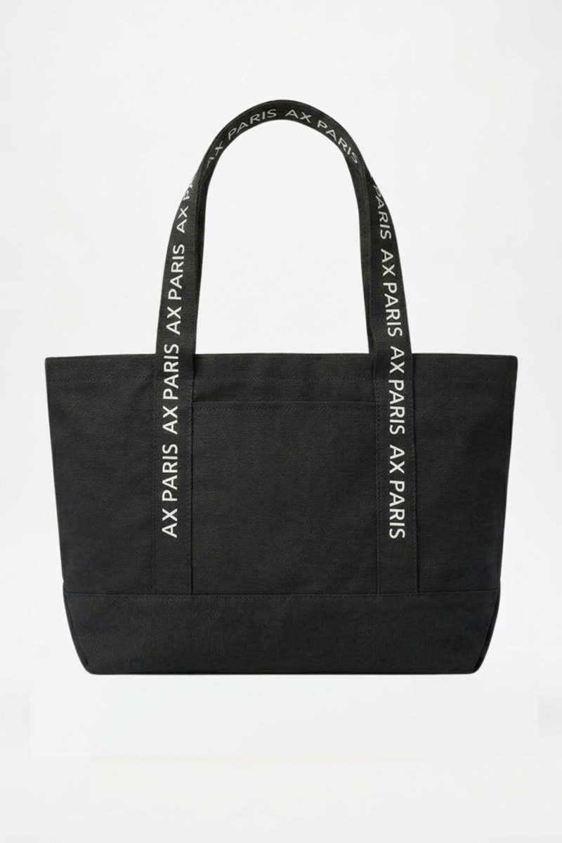 Black AX Paris Logo Canvas Tote Bag