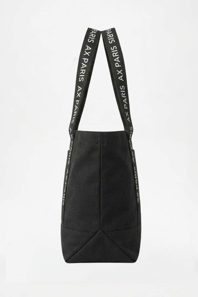 Black AX Paris Logo Canvas Tote Bag