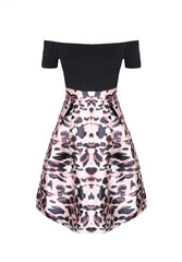 Animal Print 2 In 1 Off Shoulder Midi Dress