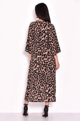 Animal Print Tie Detail Maxi Dress