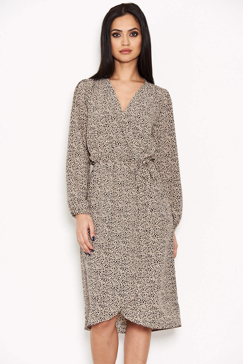 Animal Print Wrap Style Dress