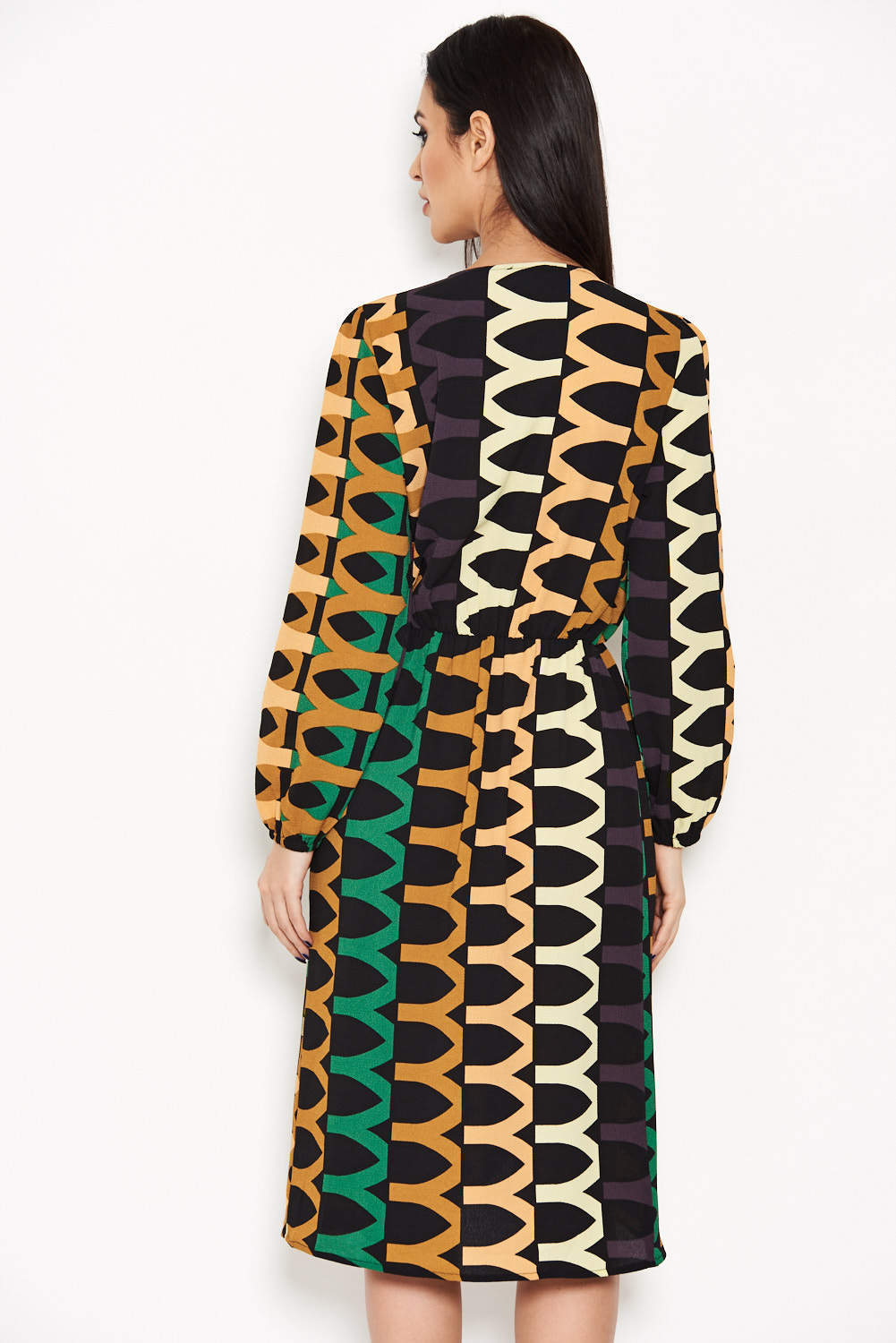 Aztec Print Wrap-Style Dress