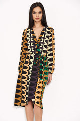 Aztec Print Wrap-Style Dress