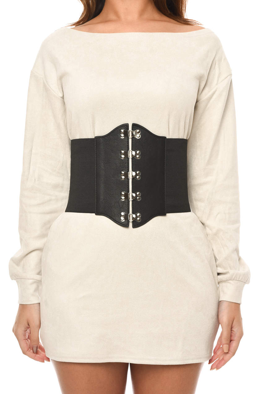 Black Belt With Silver Front Fastening