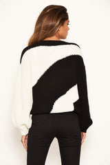 Black And Cream Striped Knit Jumper