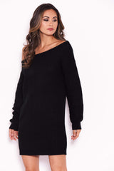 Black Boatneck Longline Jumper