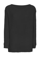 Black Cable Knit Ladder Back Jumper