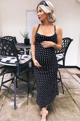 Black Cowl Neck Polka Dot Dress