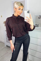 Black and Red Printed Button Up Shirt