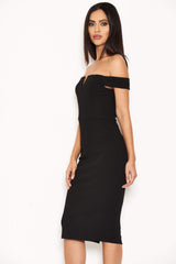 Black Bardot Midi Dress