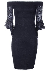 Black Bardot Lace Dress