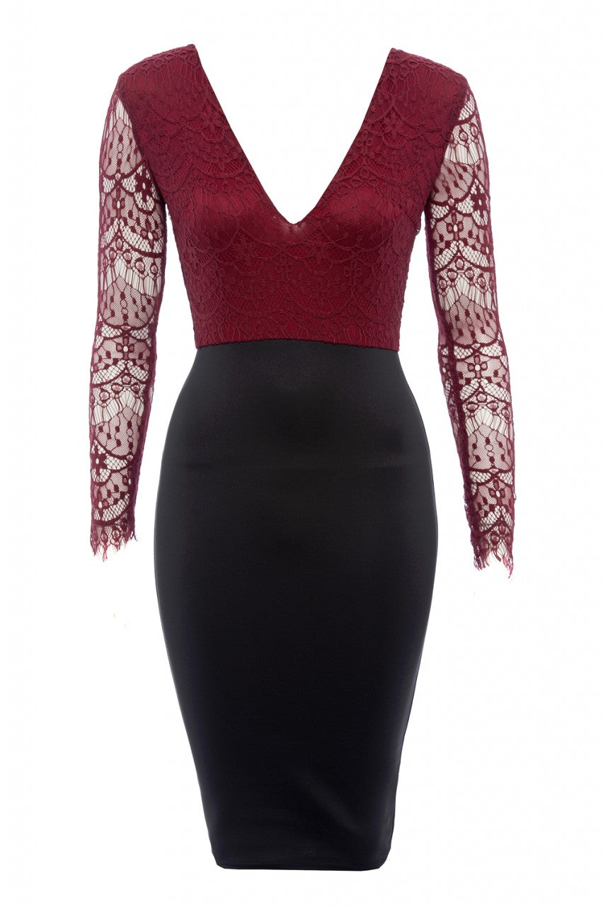 2 in 1 Long Sleeved Lace Dress