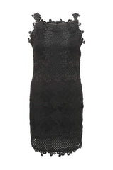 Black Mini Dress with Lattice Crochet Detail