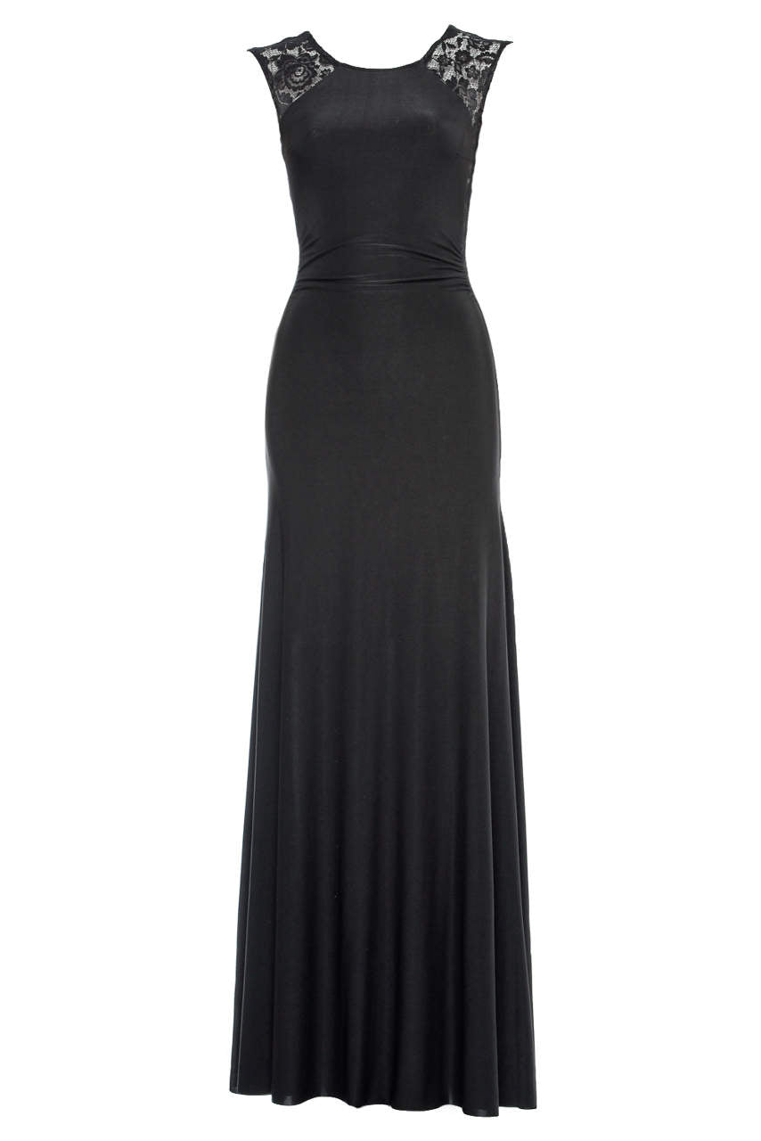 Black Maxi Dress with Lace Insert Detail