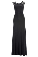 Black Maxi Dress with Lace Insert Detail