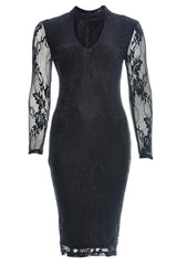 Black Choker Lace Midi Dress