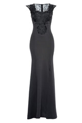 Black Crochet Detail Maxi Dress