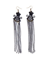 Black Crochet Chain Tassel Earrings
