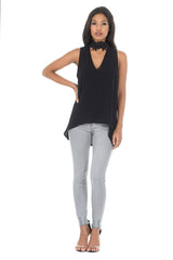 Black Crochet Choker Swing Top