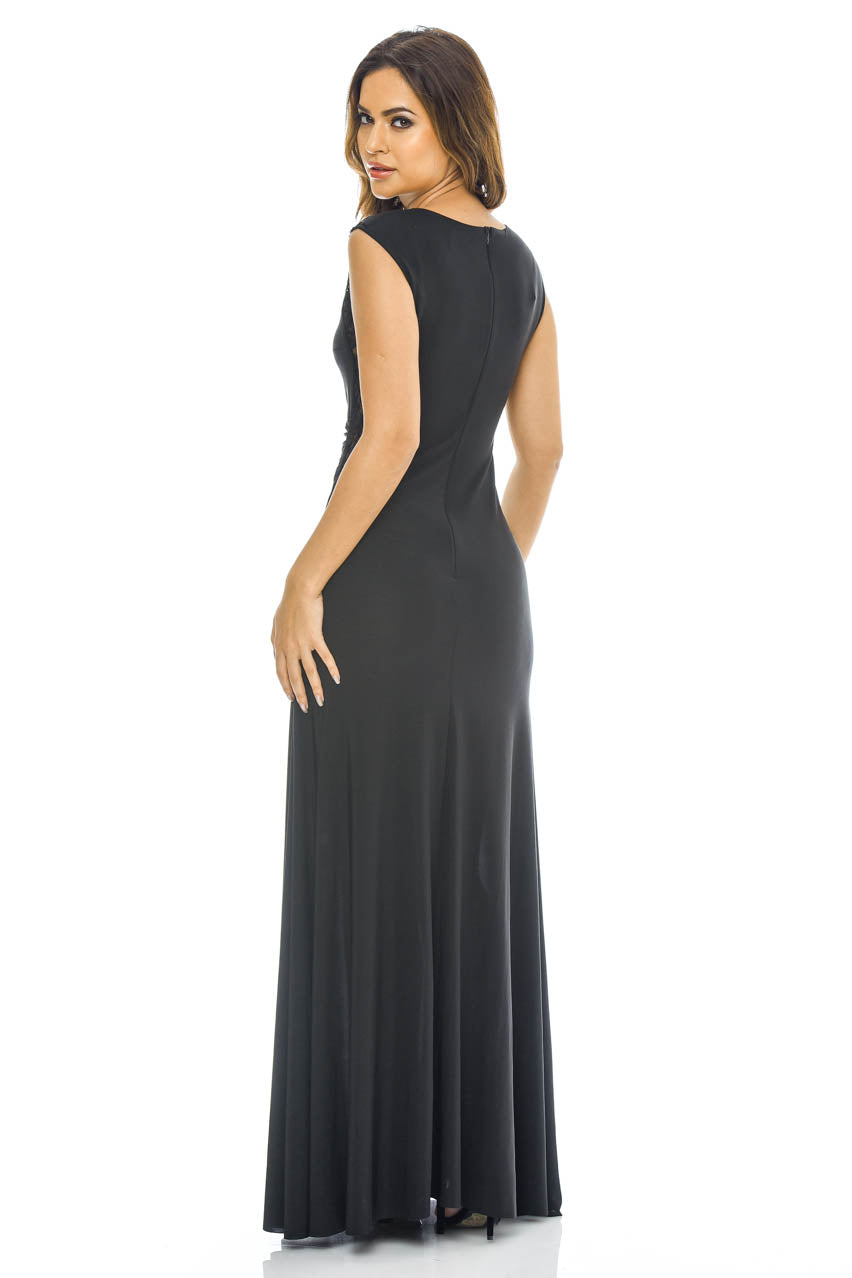 Black Maxi Dress with Lace Insert Detail