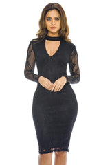 Black Choker Lace Midi Dress