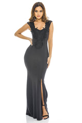 Black Crochet Detail Maxi Dress